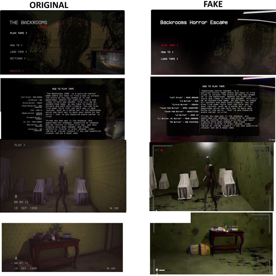 The Backrooms 1998 / Backroom Horror Escape Comparison