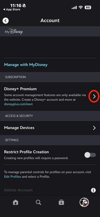 A screenshot of the Disney+ 