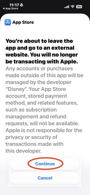 A screenshot of a message from the App Store, with the word 