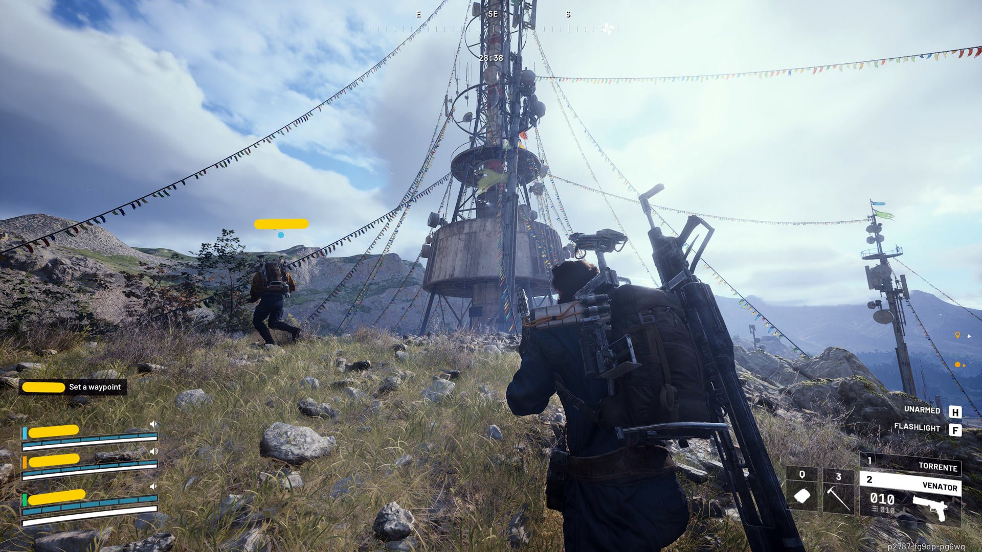 The party moves toward a tower.