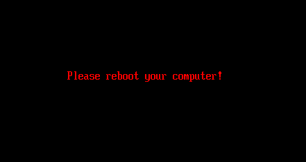 Figure 10. Prompt to reboot victim device after successful disk decryption
