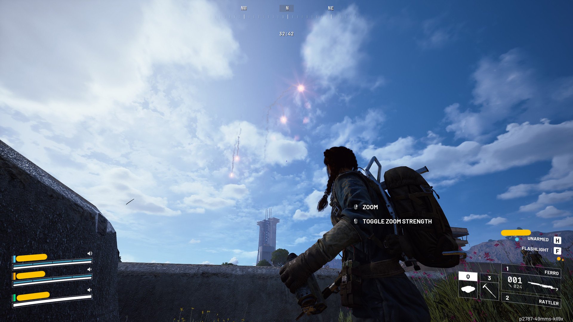 A player looks up at flairs.