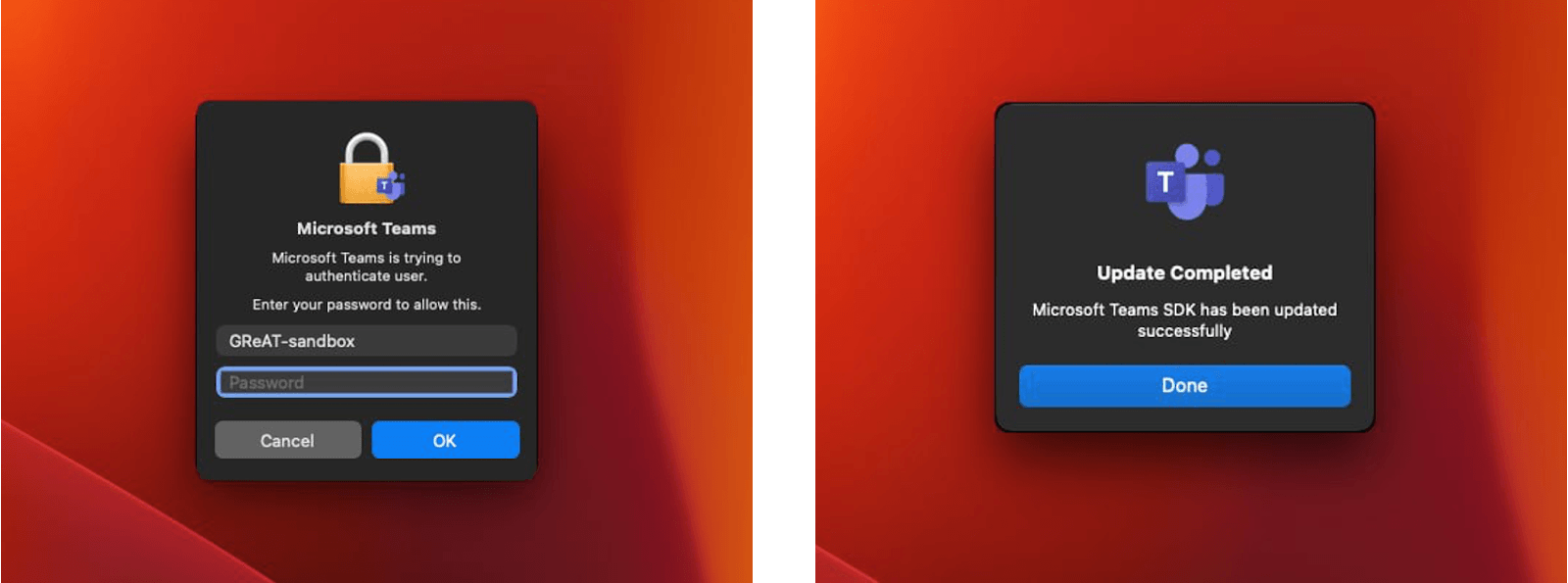 TeamsClutch authentication and success windows