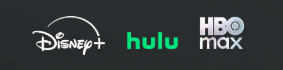 Disney+, Hulu, and HBO Max logos side by side