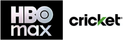 HBO Max logo and Cricket logo side by side