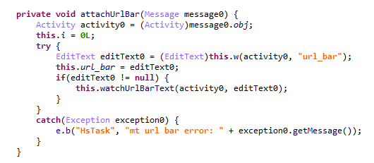 Searching for the url_bar text element