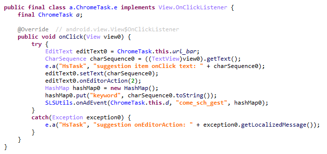 Search engine hijacking upon selecting a browser-suggested option