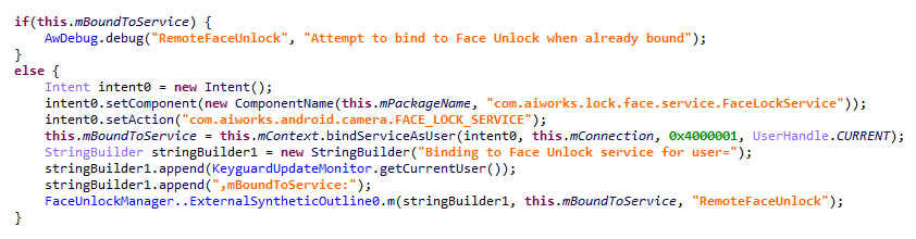 Using the face recognition service in the System UI